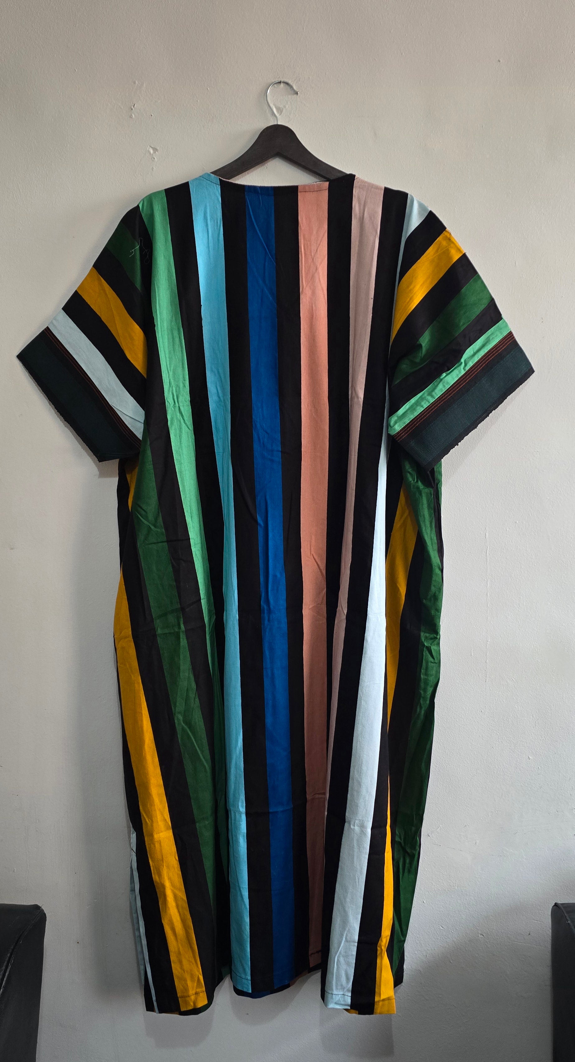Multi-Stripe V-Neck Kaftan